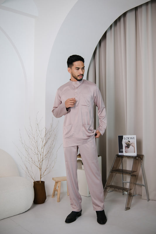 baju melayu premium satin in blush pink - jia.basics