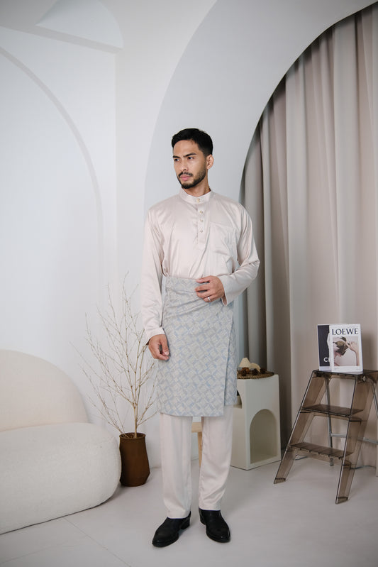 baju melayu premium satin in cream - jia.basics