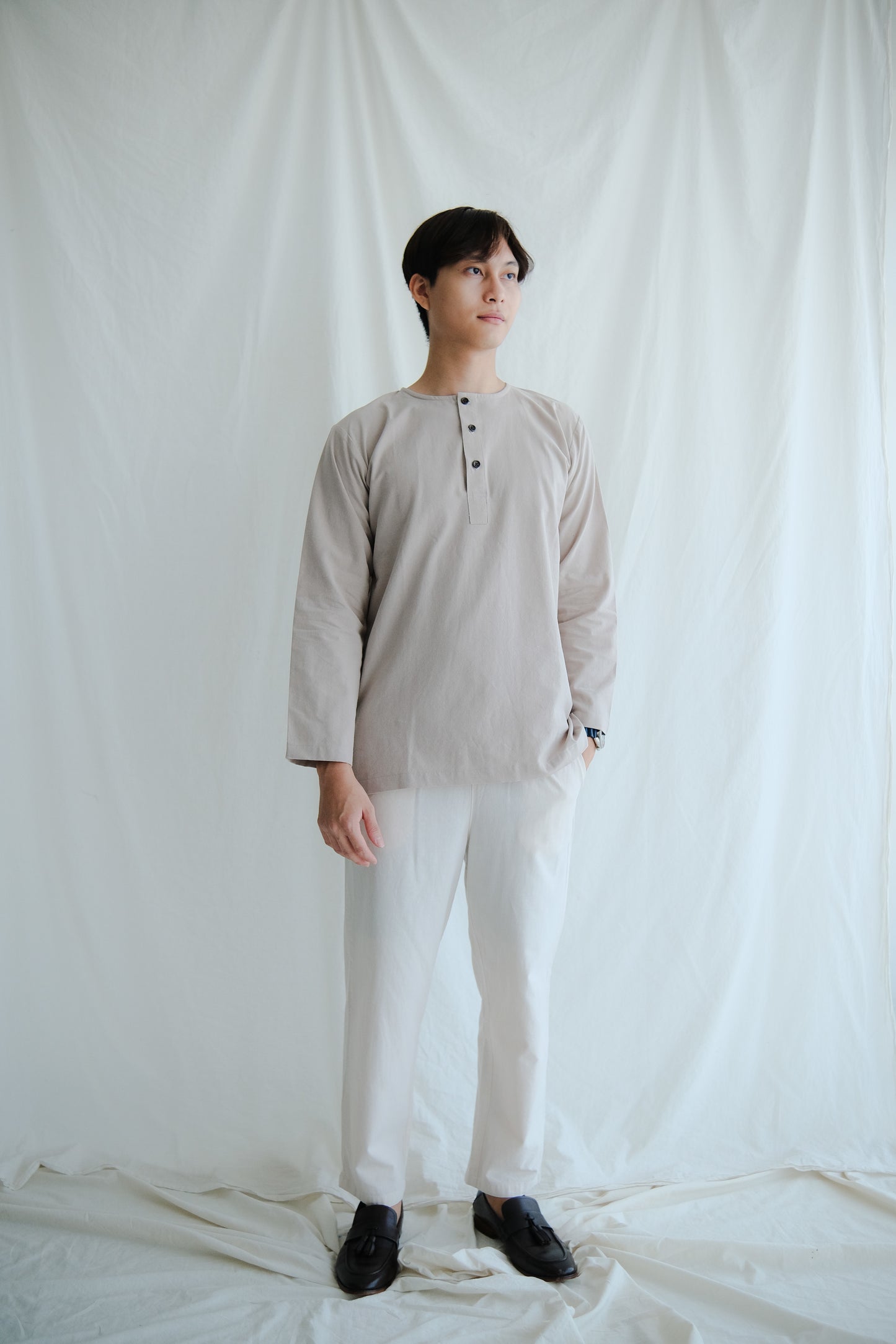 ahmad kurta top in khaki